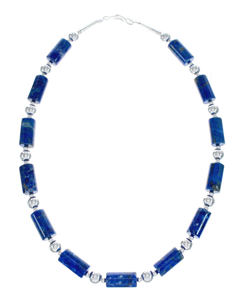 Lapis Sterling Silver Native American Bead Necklace JX127164